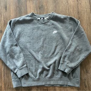 Nike sportswear dark gray fleece mini embroidered swoosh crewneck sweatshirt XL